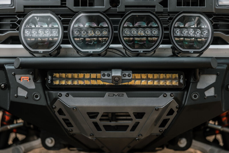 Ford Bronco Raptor Camera Relocation Bracket - Front - DV8 Offroad - Micro-Texture Black Powder Coated - `21-`26